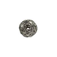 RHODIUM STERLING SILVER 85PTS 6MM BLACK DIAMOND BALL BEAD