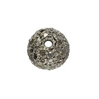 RHODIUM STERLING SILVER 1.10CTS 8MM BLACK DIAMOND BALL BEAD