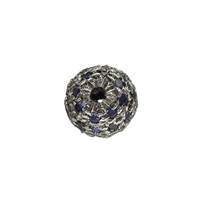 RHODIUM STERLING SILVER 80PTS 6MM BLUE SAPPHIRE BALL BEAD