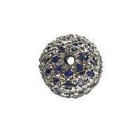 RHODIUM STERLING SILVER 1.90CTS 10MM BLUE SAPPHIRE BALL BEAD