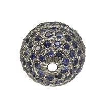 RHODIUM STERLING SILVER 2.10CTS 12MM BLUE SAPPHIRE BALL BEAD