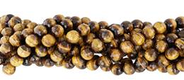 8mm Round Faceted Quality (AB) Tiger Eye Bead