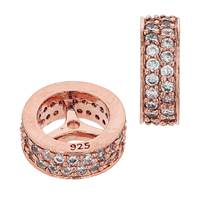 Rose Gold Vermeil 10X4mm Cubic Zirconia Rondelle Bead