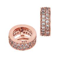 Rose Gold Vermeil 9X3.5mm Cubic Zirconia Rondelle Bead