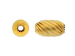 14KY 5X9MM   TWISTED CORRUGATED OVAL BEAD