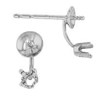 14KW 7.5mm Cup Pearl Stud Earring With Prong Setting