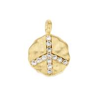 Gold Plated Vermeil 9mm Cubic Zirconia Peace Charm