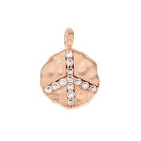 Rose Gold Plated Vermeil 9mm Cubic Zirconia Peace Charm