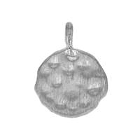 Rhodium Plated Sterling Silver 8.5mm Rhodium Plated Hammered Disc Charm