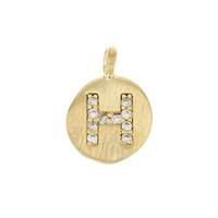 8mm Disc Cubic Zirconia Initial H Charm