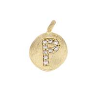 8mm Disc Cubic Zirconia Initial P Charm