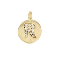 8mm Disc Cubic Zirconia Initial R Charm