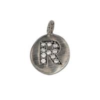 8mm Disc Cubic Zirconia Initial R Charm