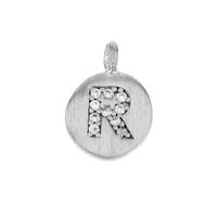 8mm Disc Cubic Zirconia Initial R Charm