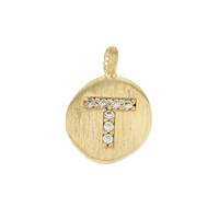 8mm Disc Cubic Zirconia Initial T Charm