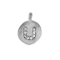 8mm Disc Cubic Zirconia Initial U Charm