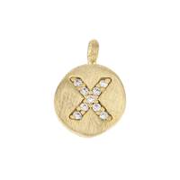 8mm Disc Cubic Zirconia Initial X Charm