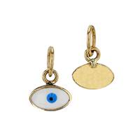 14KY 4x6mm Evil Eye Charm; MQ Blue;/White