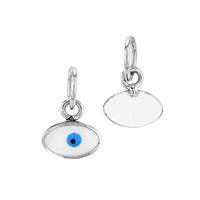 14KW 4x6mm Evil Eye Charm; MQ Blue;/White