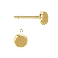 14KY 4mm Round Button Disc Stud Earring