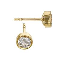 14KY 3.5mm Round CZ Stud Earring in Bezel Setting