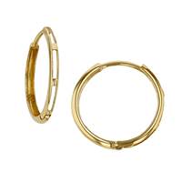 18KY 2x15mm Huggie Hoop Earring