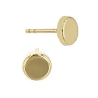 14KY 6mm Flat Round Circle Disc Stud Earring