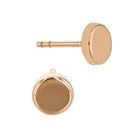 14KR 6mm Flat Round Circle Disc Stud Earring