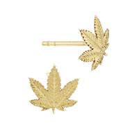 14KY 7.5mm Leaf Stud Earring