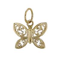 14KY 10mm Filigree Butterfly Charm