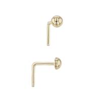 14KY 2.75mm Half Ball L-Bend Nose Stud