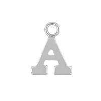 SS 8mm Block Style Letter A Charm