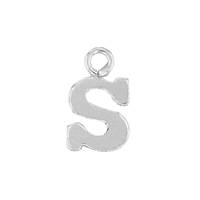 SS 8mm Block Style Letter S Charm