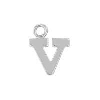 SS 8mm Block Style Letter V Charm