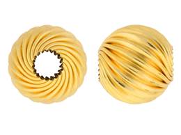 14KY 10mm Round Spiral Corrugated Bead