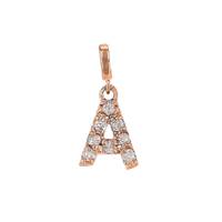 14KR 7mm 8dia.0416t. Diamond Block Letter A Initial Charm