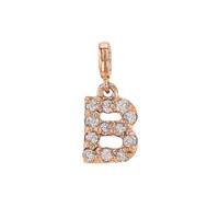 14KR 7mm 12dia.0624ct. Diamond Block Letter B Initial Charm