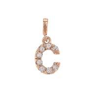 14KR 7mm 8dia.0416ct. Diamond Block Letter C Initial Charm