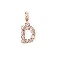 14KR 7mm 10dia.052ct Diamond Block Letter D Initial Charm