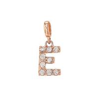 14KR 7mm 9dia.0468ct Diamond Block Letter E Initial Charm