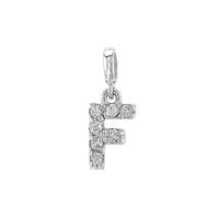 14KW 7mm 7dia.0364ct Diamond Block Letter F Initial Charm