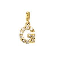 14KY 7mm 10dia.052ct Diamond Block Letter G Initial Charm