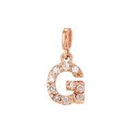 14KR 7mm 10dia.052ct Diamond Block Letter G Initial Charm