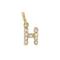 14KY 7mm 9dia.0468ct Diamond Block Letter H Initial Charm