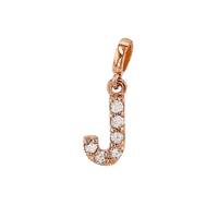 14KR 7mm 6dia.0312ct Diamond Block Letter J Initial Charm