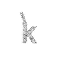 14KW 7mm 8dia.0416ct Diamond Block Letter K Initial Charm