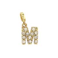 14KY 7mm 12dia.0624ct Diamond Block Letter M Initial Charm