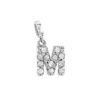 14KW 7mm 12dia.0624ct Diamond Block Letter M Initial Charm