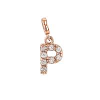 14KR 7mm 8dia.0416ct Diamond Block Letter P Initial Charm