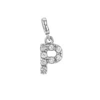 14KW 7mm 8dia.0416ct Diamond Block Letter P Initial Charm